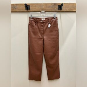 Wilfred Faux Leather Brown Wide Leg Highrise Pants